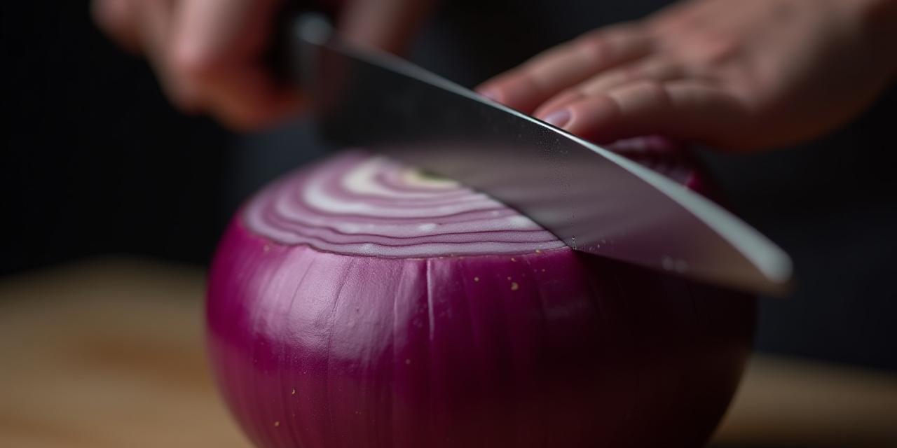 Close up of professional knife technique